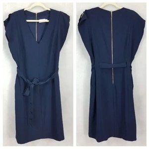 ELIZA J |  V-neck Cap split sleeves Shift Dress in Navy (Size 6)